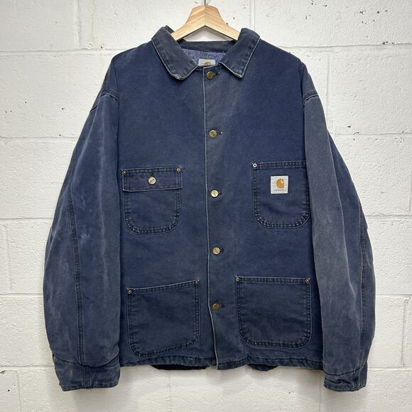 Vintage Carhartt Blanket-Lined Chore Coat “Navy Blue” CB183 - Picture 1 of 9